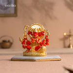 Load image into Gallery viewer, Panchmukhi Hanuman Statue With Orange Enamel - Gold Plated