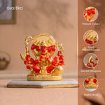 Load image into Gallery viewer, Panchmukhi Hanuman Statue With Orange Enamel - Gold Plated