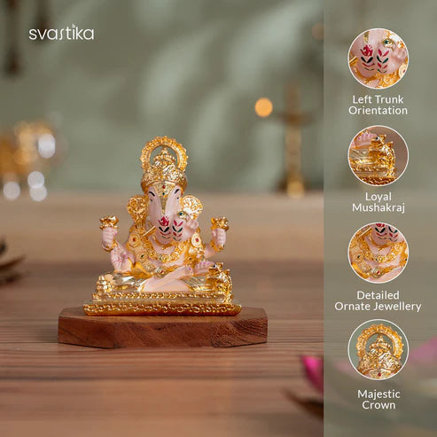 Dagdusheth Halwai Ganpati Murti - Gold Plated