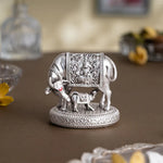 Load image into Gallery viewer, Silver plated Kamdhenu Cow with Calf Idol