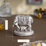 Load image into Gallery viewer, Silver plated Kamdhenu Cow with Calf Idol