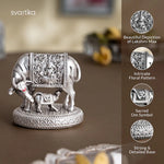 Load image into Gallery viewer, Silver plated Kamdhenu Cow with Calf Idol