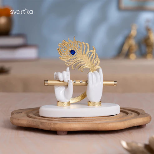 Lord Krishna's Divine Hands With Flute - Gold Plated