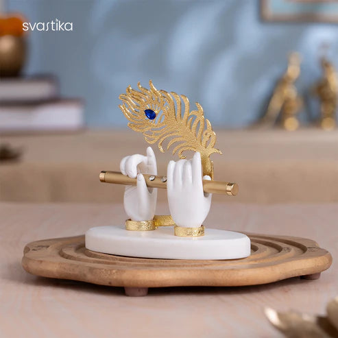 Lord Krishna's Divine Hands With Flute - Gold Plated