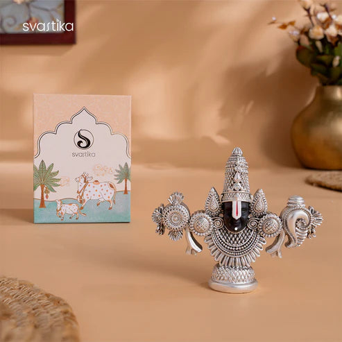 Lord Balaji Face Idol | Pure Silver Plated