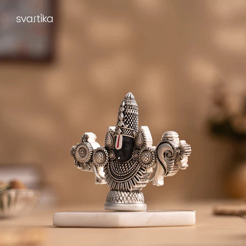 Lord Balaji Face Idol | Pure Silver Plated